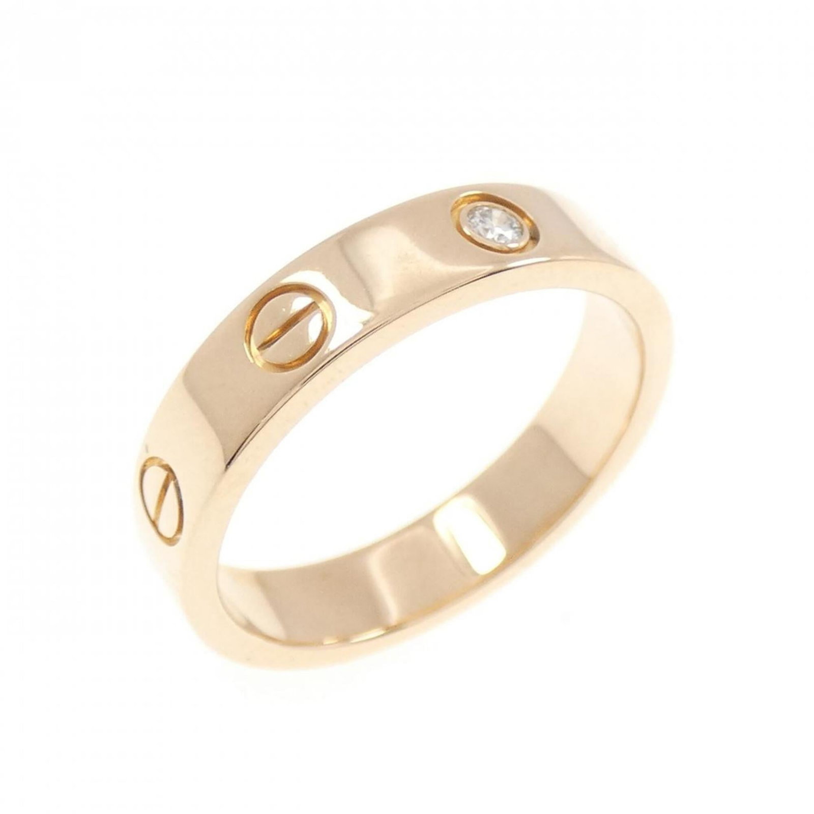 CARTIER Band Ring Pink Gold (18K): CARTIER Band Ring Pink Gold (18K) Pink gold (18K) band ring from Cartier, featuring a diamond stone set in a slender 3.9mm wide band. Gently used with minor signs of wear, this ring is in very good