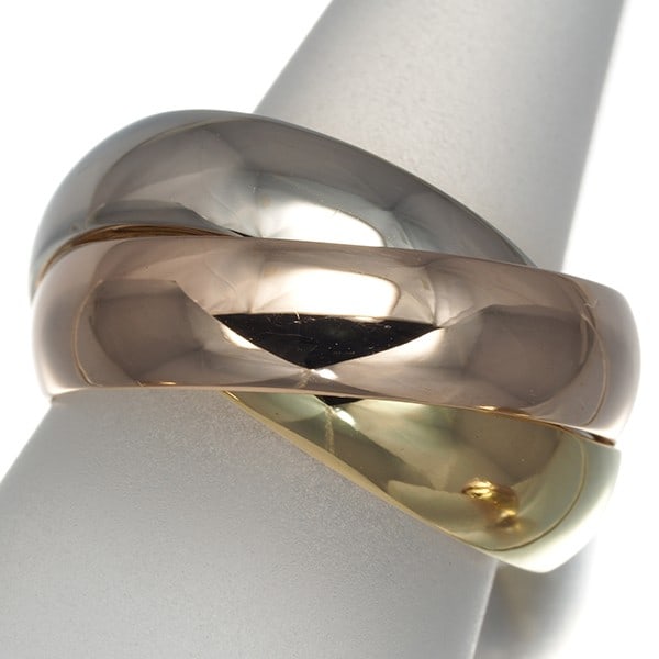 Cartier Ring Trinity 3Color Xl Eu53 18K 750 Yellow White Rose Gold: Cartier Ring Trinity 3Color Xl Eu53 18K 750 Yellow White Rose Gold Cartier's iconic Trinity ring is a masterpiece of multi-tonal gold craftsmanship, featuring 18k yellow, white, and rose gold in a har