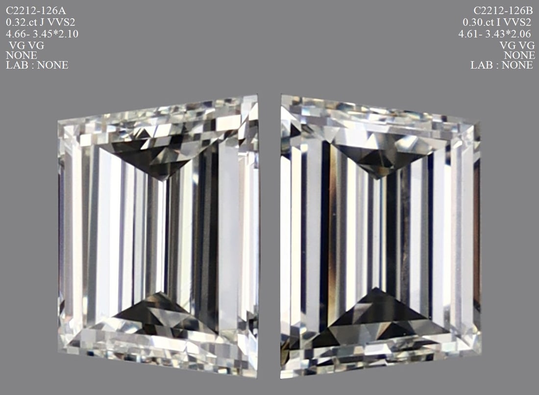 Trapezoid 0.32ct J VVS2 - Loose Natural Diamond: Trapezoid 0.32ct J VVS2 - Loose Natural Diamond The 0.32ct J VVS2 trapezoid diamond boasts exceptional clarity and color, with a vibrant J color and VVS2 clarity grade. Its unique trapezoid shape
