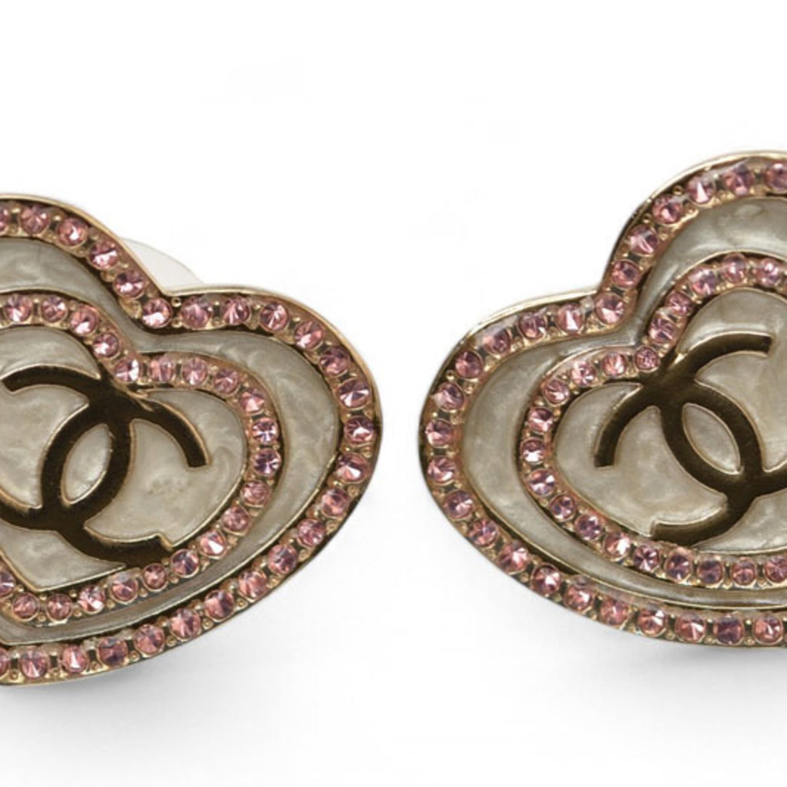 CHANEL Stud Earrings Gold Plating