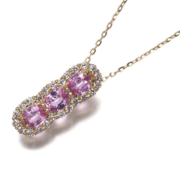 Pink Sapphire 0.55Ct Diamond 0.17Ct Necklace 18K 750 Yellow Gold: Pink Sapphire 0.55Ct Diamond 0.17Ct Necklace 18K 750 Yellow Gold 18k yellow gold pendant necklace featuring a 0.55ct pink sapphire and 0.17ct diamond, crafted with attention to detail and a touch of e
