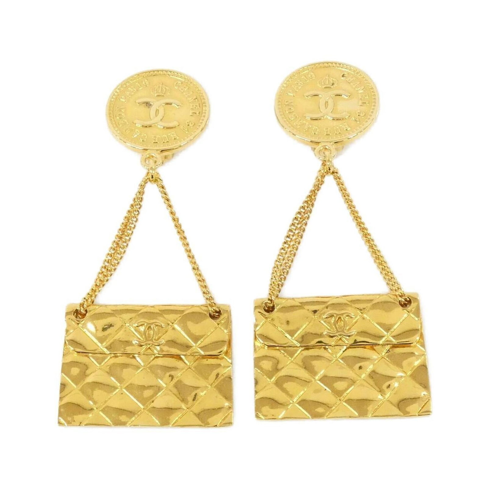 CHANEL Clip Earrings Gold: CHANEL Clip Earrings Gold Gold Clip Earrings from Chanel, featuring a classic design with a subtle clip-on closure. The item is in Very Good condition, with minor signs of wear and small scratches or