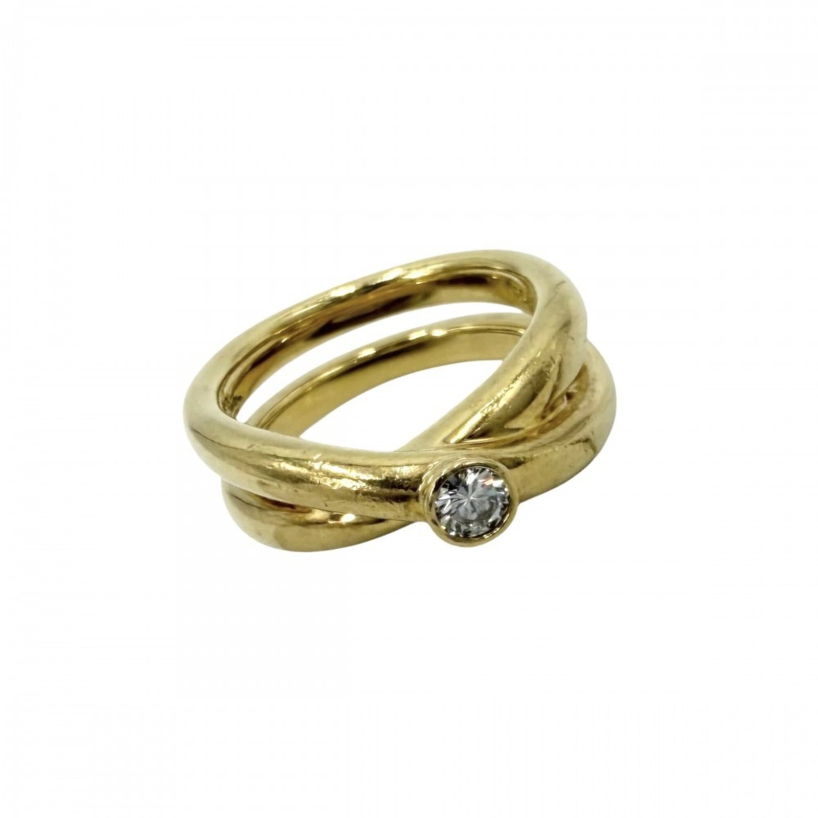 TIFFANY Band Ring Yellow: TIFFANY Band Ring Yellow 18k gold band ring with a bright yellow tone, featuring a diamond stone. The ring has a 6mm wide band with a 15mm inner diameter and weighs 9.8g. This Tiffany band ring is in
