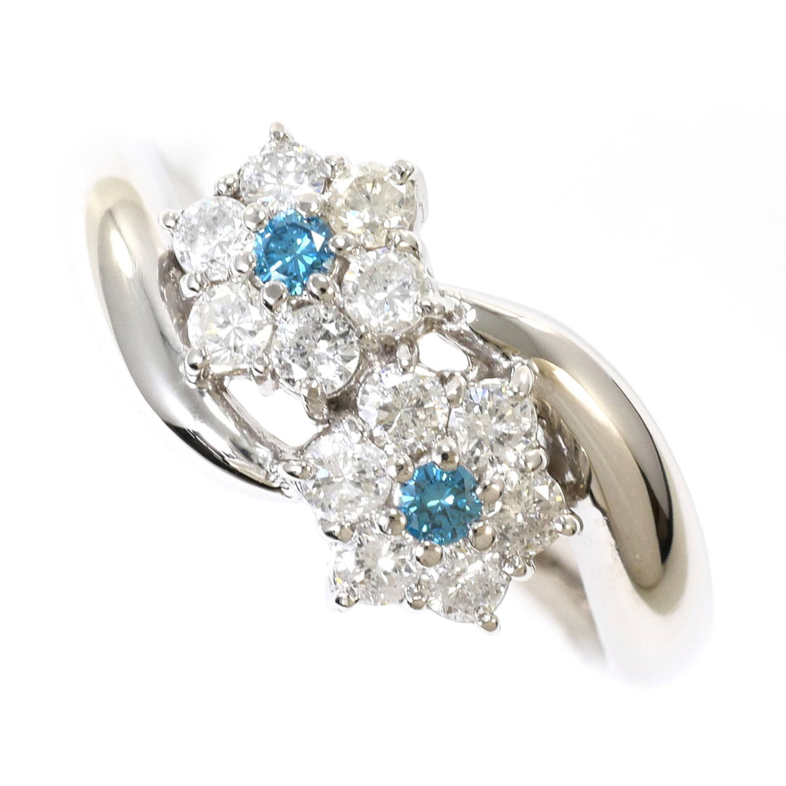 Band Ring Platinum 900: Band Ring Platinum 900 Platinum 900 band ring in a stunning blue hue, featuring a diamond stone and a sleek 10mm width. This like-new used ring boasts a weight of 5.6g and a US size of 6.5, making it