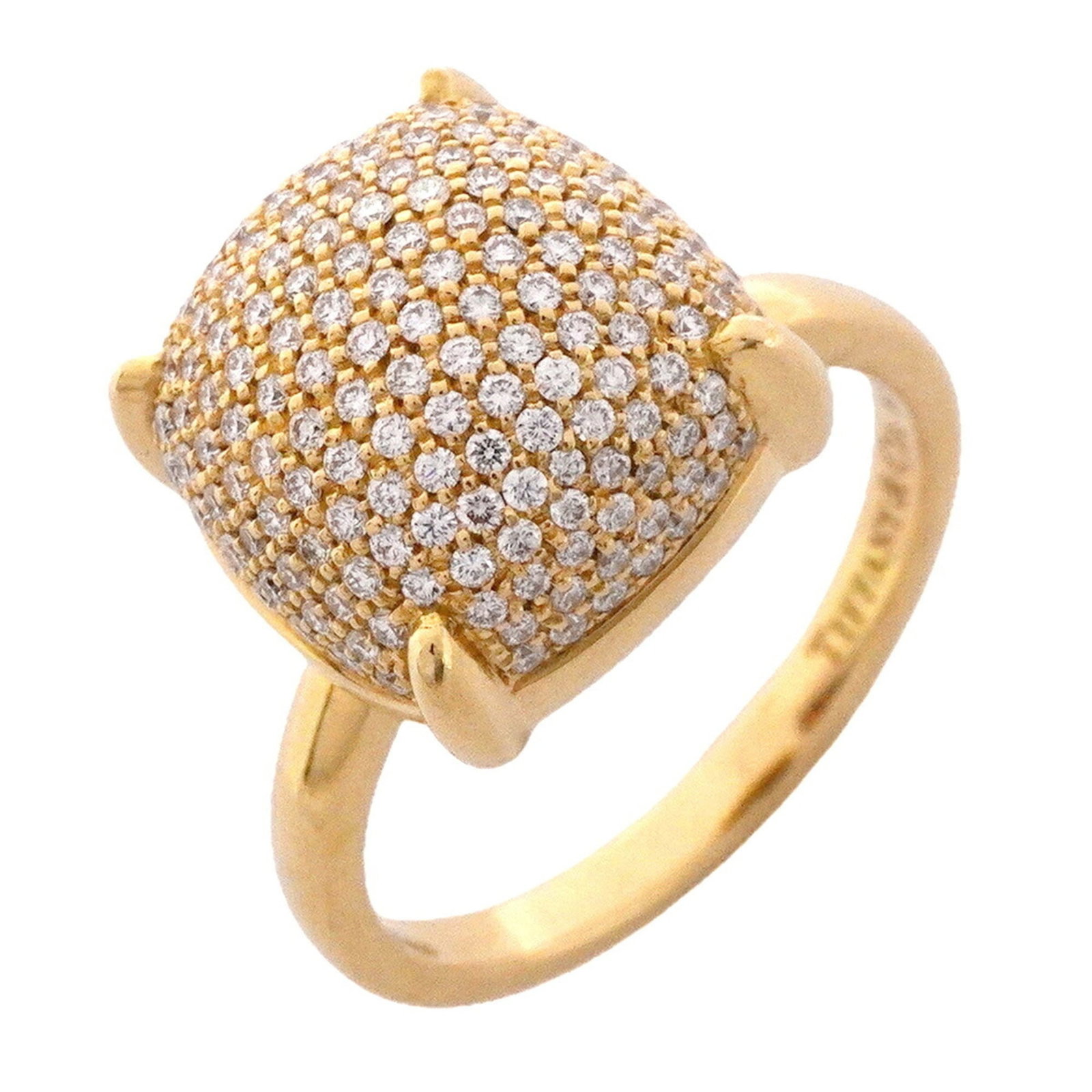 TIFFANY Band Ring Yellow Gold (18K): TIFFANY Band Ring Yellow Gold (18K) Yellow gold 18K band ring from Tiffany, featuring a diamond stone. The ring bears visible scratches, scuffs, and dirt, but remains fully functional. Item