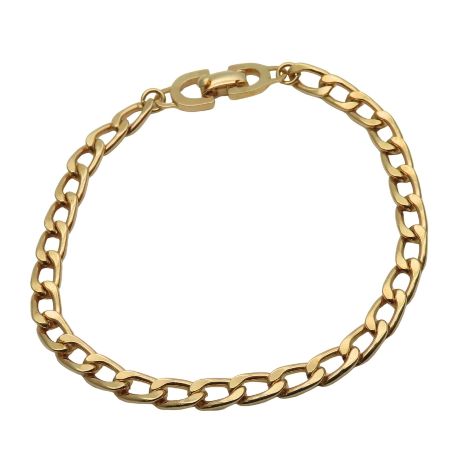 CHRISTIAN DIOR Charm Bracelet Metal: CHRISTIAN DIOR Charm Bracelet Metal The Christian Dior Charm Bracelet Metal is a elegant gold charm bracelet with a total length of 18.5cm, featuring a slender 4.69mm width and weighing 7g. Gently use
