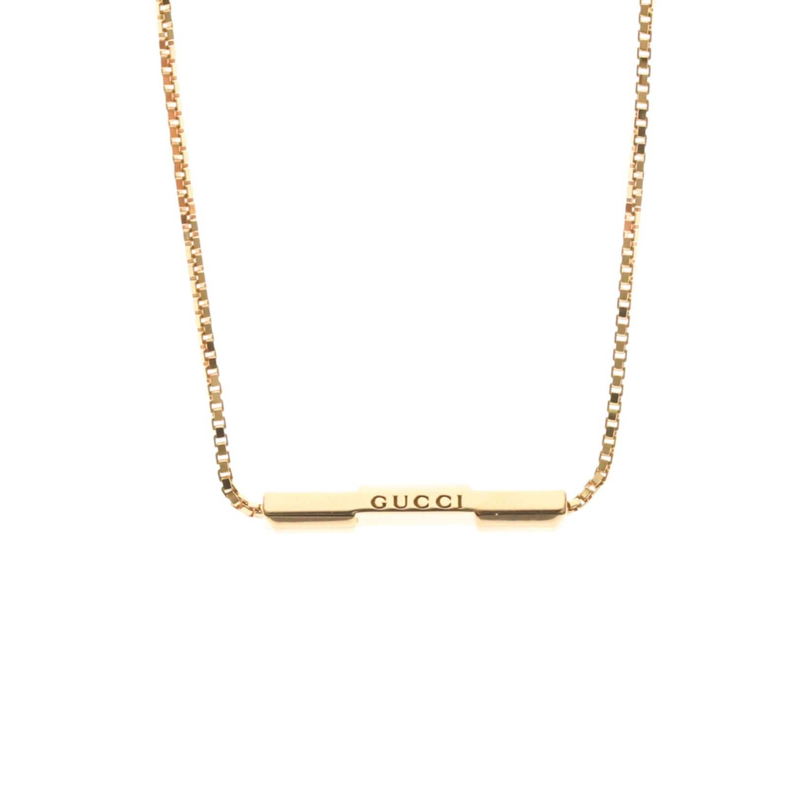 GUCCI Pink Gold (18K): GUCCI Pink Gold (18K) Pink gold (18K) pendant necklace from Gucci, featuring a 2.4mm x 20mm design, available in a 42 cm - 45 cm adjustable neck circumference. Gently used with minor signs of wear, th