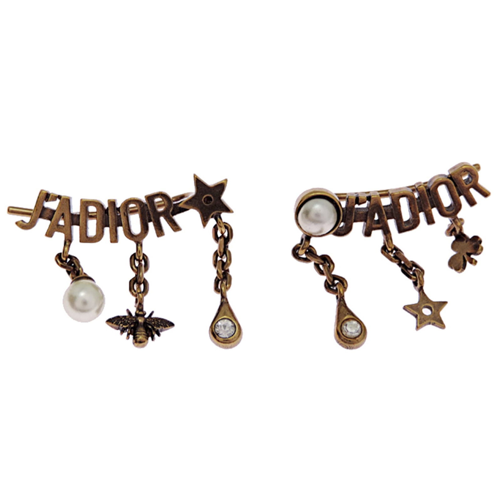 CHRISTIAN DIOR Stud Earrings Gold Plating: CHRISTIAN DIOR Stud Earrings Gold Plating Gold plating, rhinestone stud earrings from Christian Dior, with visible scratches and scuffs. The earrings measure 18.50mm x 22.00mm and are made of gold
