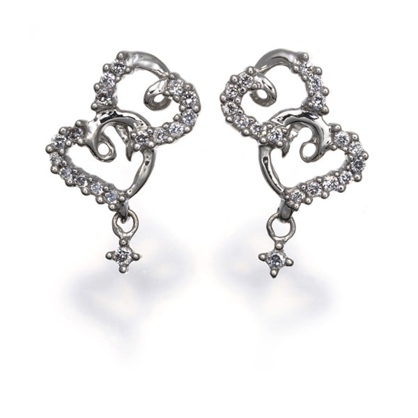 Diamond 0.10Ct/0.10Ct Double Heart Earrings 18K 750 White Gold: Diamond 0.10Ct/0.10Ct Double Heart Earrings 18K 750 White Gold Double heart earrings featuring two 0.10ct diamonds set in 18k white gold, creating a delicate and elegant stud design. The 16.0 x