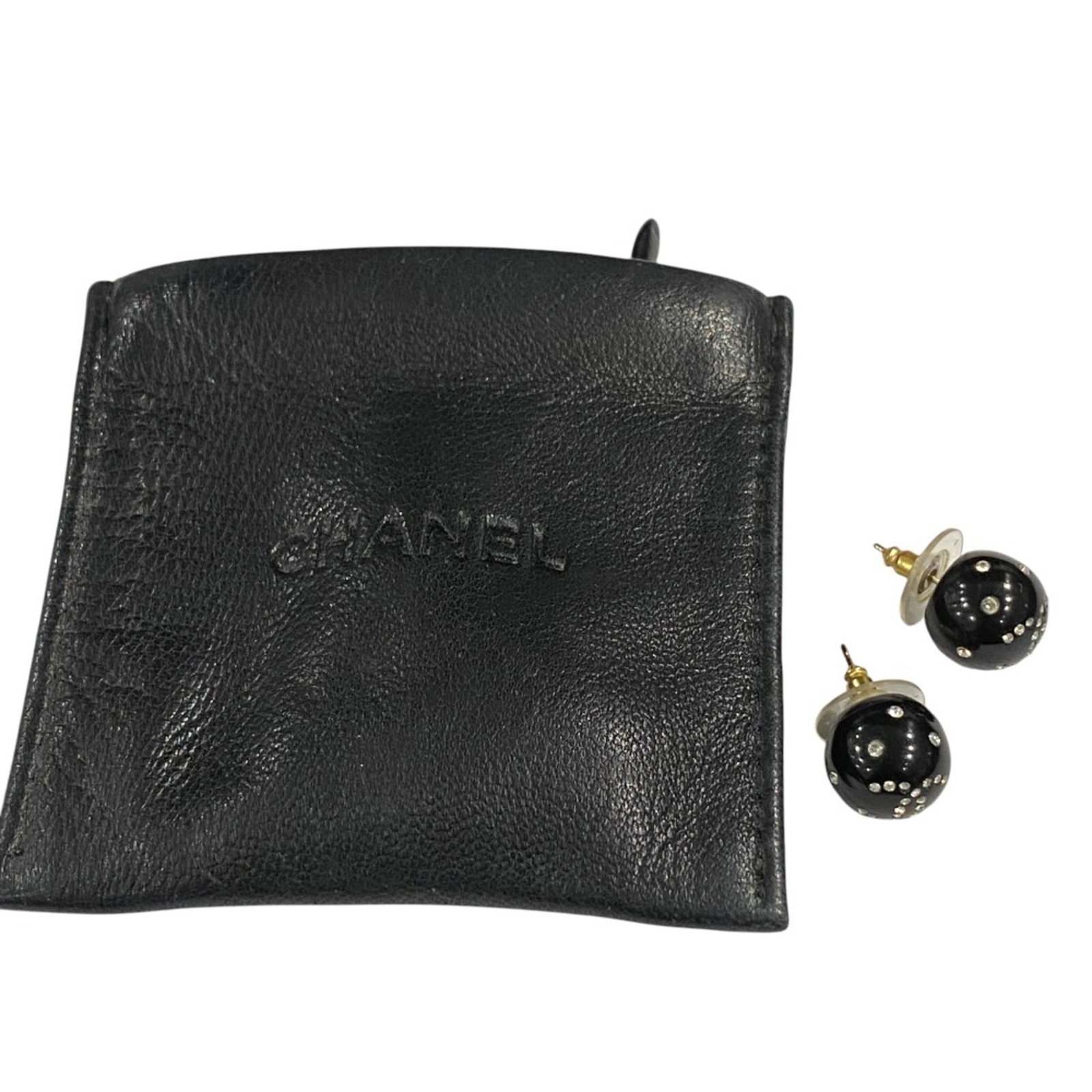 CHANEL Stud Earrings Plastic Rhinestone - 4