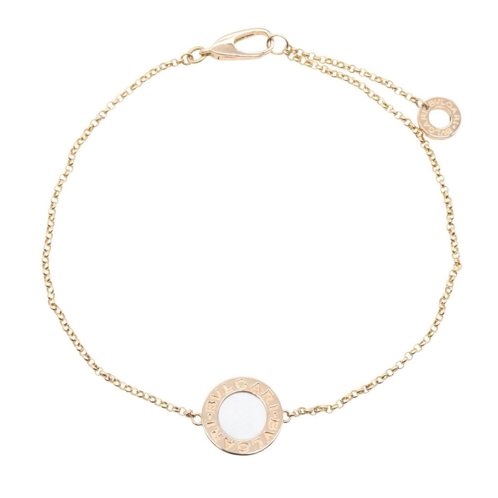 BVLGARI Charm Bracelet Pink Gold (18K): BVLGARI Charm Bracelet Pink Gold (18K) Pink gold (18K) charm bracelet from Bvlgari, featuring a delicate design with a subtle gold and white hue. Gently used with minor signs of wear, this 20cm /