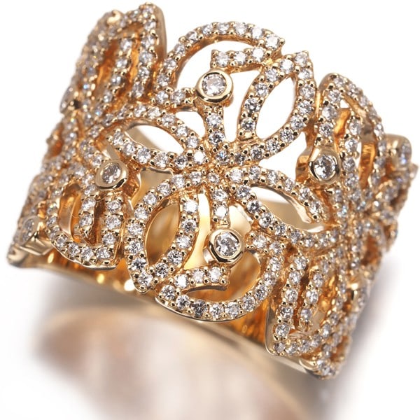 Diamond 0.80Ct Openwork Ring 18K 750 Rose Gold: Diamond 0.80Ct Openwork Ring 18K 750 Rose Gold Rose Gold 0.80ct Diamond Openwork Ring - Timeless EleganceThis exquisite 18k rose gold ring features a stunning 0.80ct diamond set in an openwork