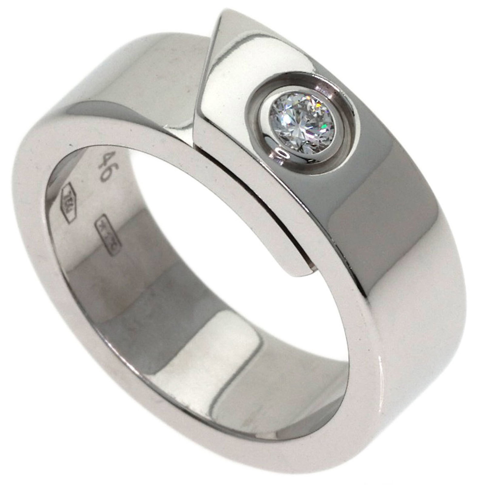 CARTIER Band Ring White Gold (18K): CARTIER Band Ring White Gold (18K) Cartier Band Ring White Gold (18K) is a gently used, very good condition piece featuring 18K white gold and a diamond stone. Minor signs of wear, including small