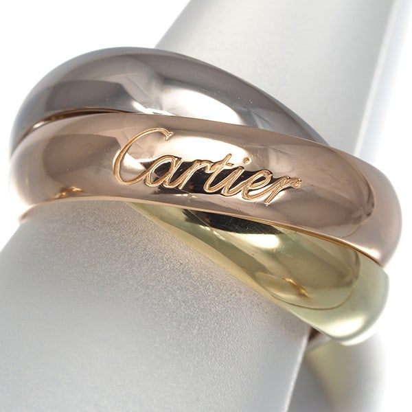 Cartier Ring Trinity 3Color Xl Eu54 18K 750 Yellow White Rose Gold /: Cartier Ring Trinity 3Color Xl Eu54 18K 750 Yellow White Rose Gold / The Cartier Trinity Ring is a stunning piece of jewelry featuring a unique multi-tone gold design. This 18k yellow, white, and