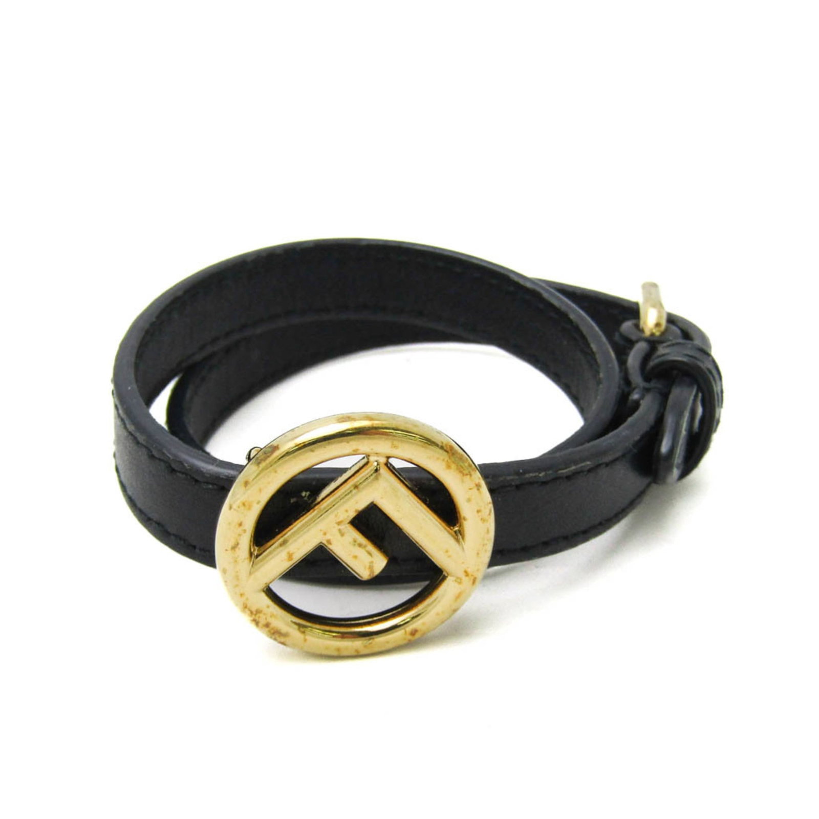FENDI Charm Bracelet Leather Metal: FENDI Charm Bracelet Leather Metal Fendi Charm Bracelet Leather Metal - A sleek and sophisticated accessory, this black leather and gold charm bracelet features a 2.5cm x 2.5cm stone and measures