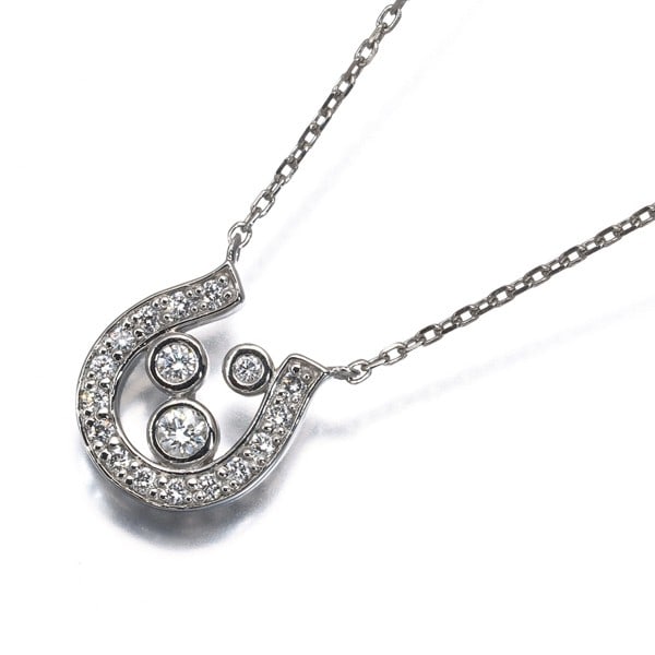 Vendome Necklace Diamond Horseshoe 950 850 Platinum: Vendome Necklace Diamond Horseshoe 950 850 Platinum 950 platinum diamond pendant in a horseshoe design, showcasing a natural diamond stone of unmarked carat weight, suspended from a 39/45cm necklace.