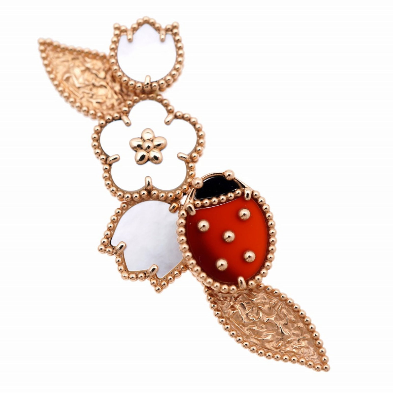 VAN CLEEF & ARPELS Brooch Pink Gold (18K): VAN CLEEF & ARPELS Brooch Pink Gold (18K) Pink gold (18K) brooch from Van Cleef & Arpels, featuring a vibrant pink and red color. The item is in like new condition, with only the faintest traces of