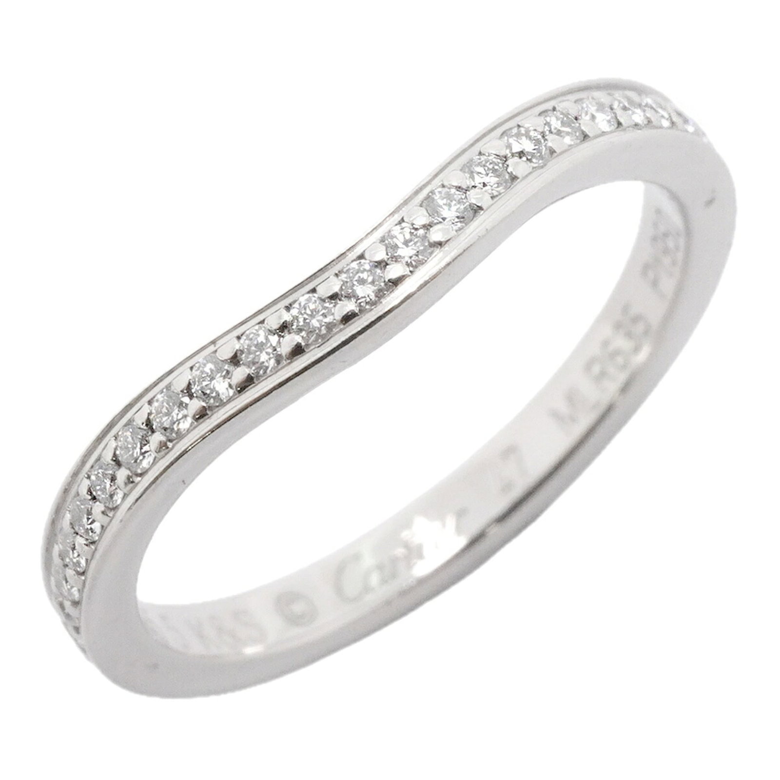 CARTIER Band Ring Platinum 950: CARTIER Band Ring Platinum 950 Platinum 950 Cartier Band Ring for Women - A Timeless Accessory. This 47 US size band ring features a diamond stone and is crafted from high-quality platinum 950, a hall
