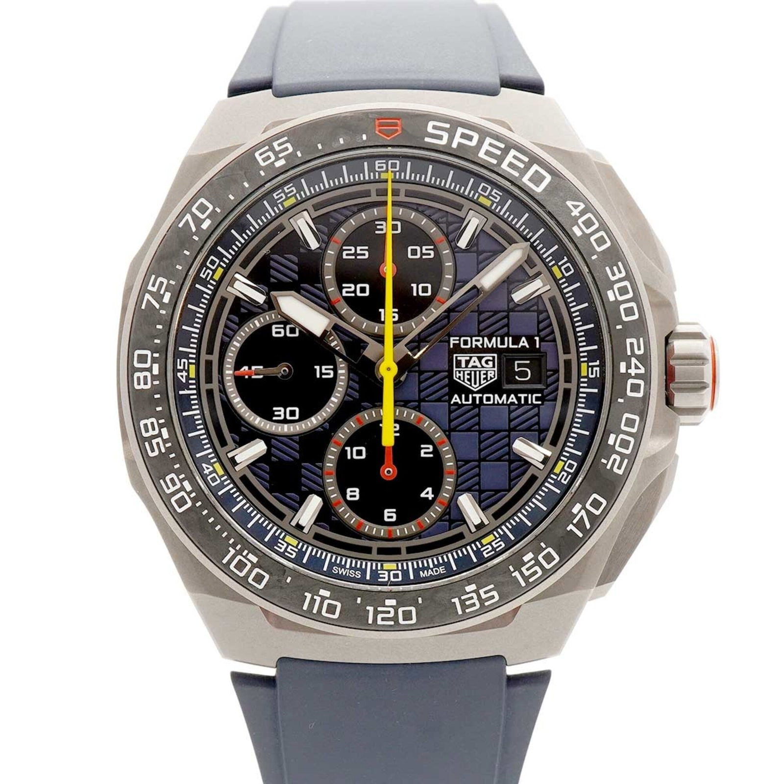 TAG HEUER Wristwatch Rubber: TAG HEUER Wristwatch Rubber The TAG HEUER Wristwatch Rubber boasts a sleek 44mm automatic self-winding movement, encased in a durable rubber band, perfect for everyday wear. Its vibrant blue dial