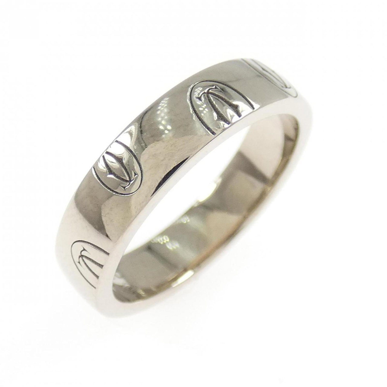 CARTIER Band Ring White Gold (18K): CARTIER Band Ring White Gold (18K) White gold (18K) band ring from Cartier, featuring a sleek design that complements any style. This gently used ring showcases minor signs of wear, with small scratch