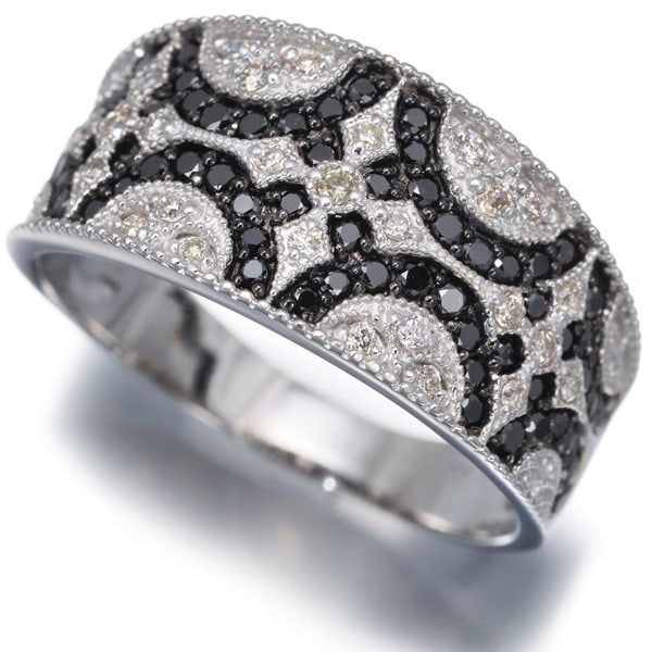Black&Clear Diamond 0.60Ct Paved Milgrain Ring 18K 750 White Gold: Black&Clear Diamond 0.60Ct Paved Milgrain Ring 18K 750 White Gold The 0.60ct Black&Clear Diamond Paved Milgrain Ring in 18K White Gold is a stunning piece featuring a total of 0.60ct of natural diamon