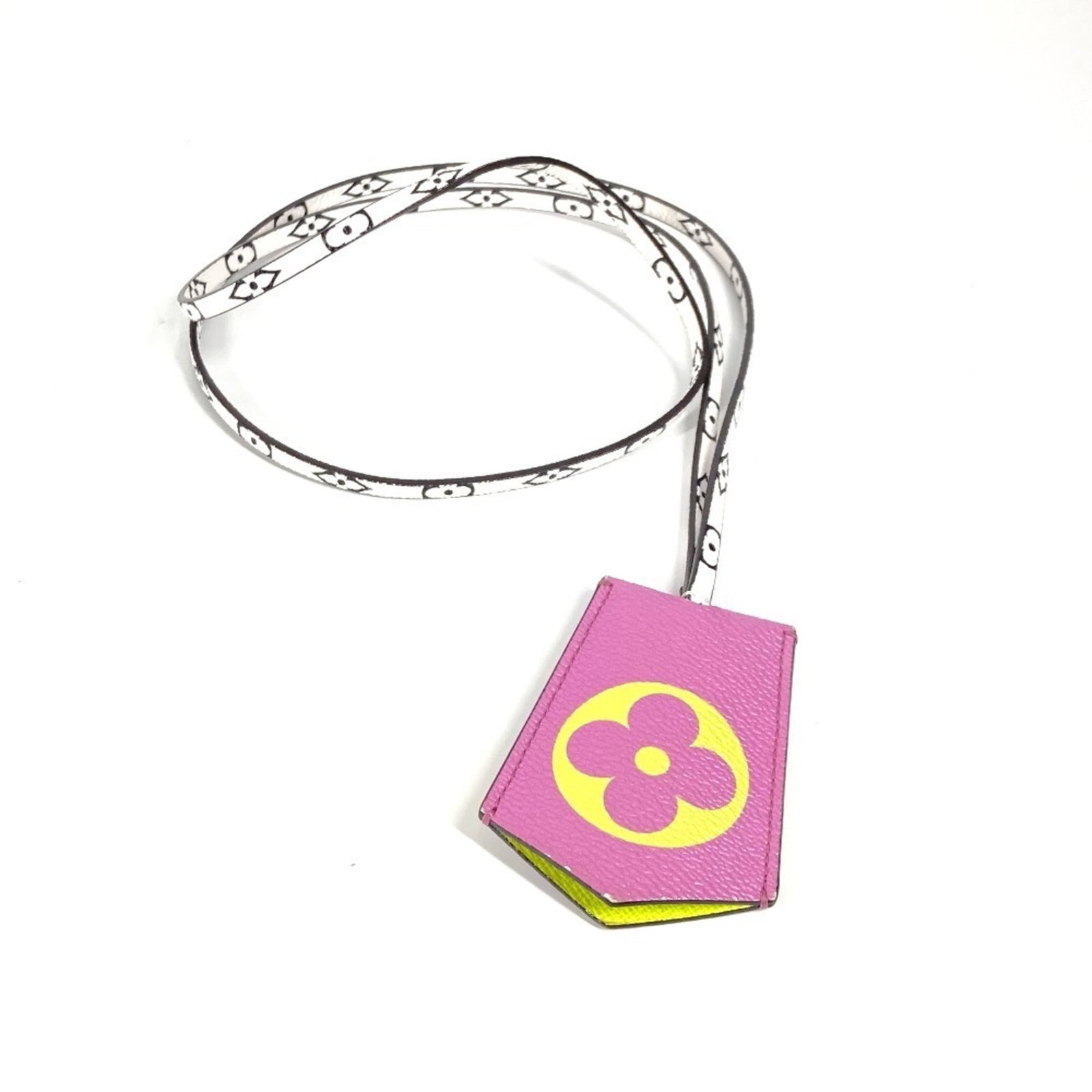 LOUIS VUITTON Handbag Charm Canvas: LOUIS VUITTON Handbag Charm Canvas Canvas handbag charm from Louis Vuitton, featuring a striking purple, white, and yellow design. The item bears a signature and is made from canvas, with minor signs