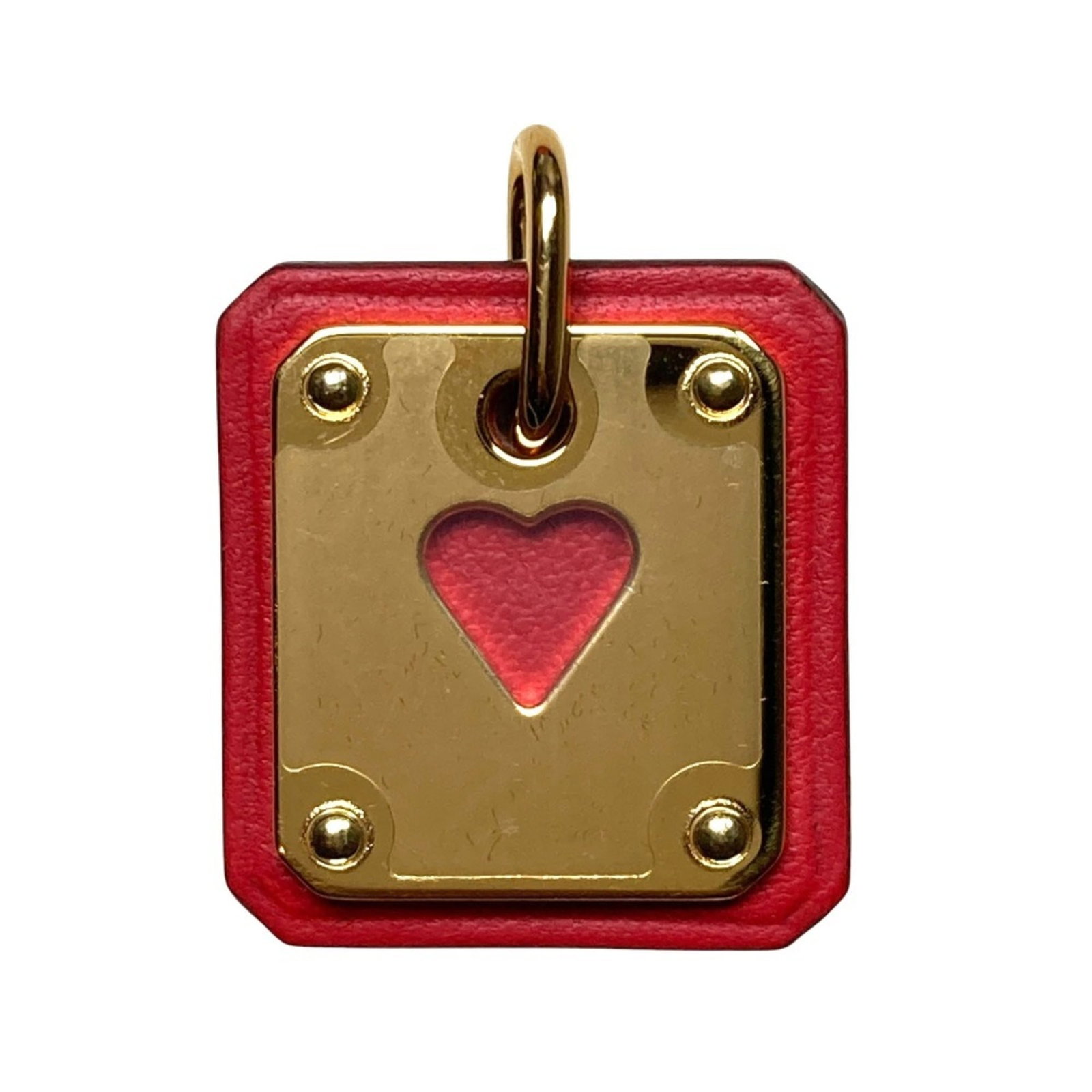 HERMES Gold Red Color: HERMES Gold Red Color Brand new Hermes Gold Red Color pendant, featuring a striking gold and red color combination. The pendant measures 2.1mm x 2mm and is made of high-quality materials. In its