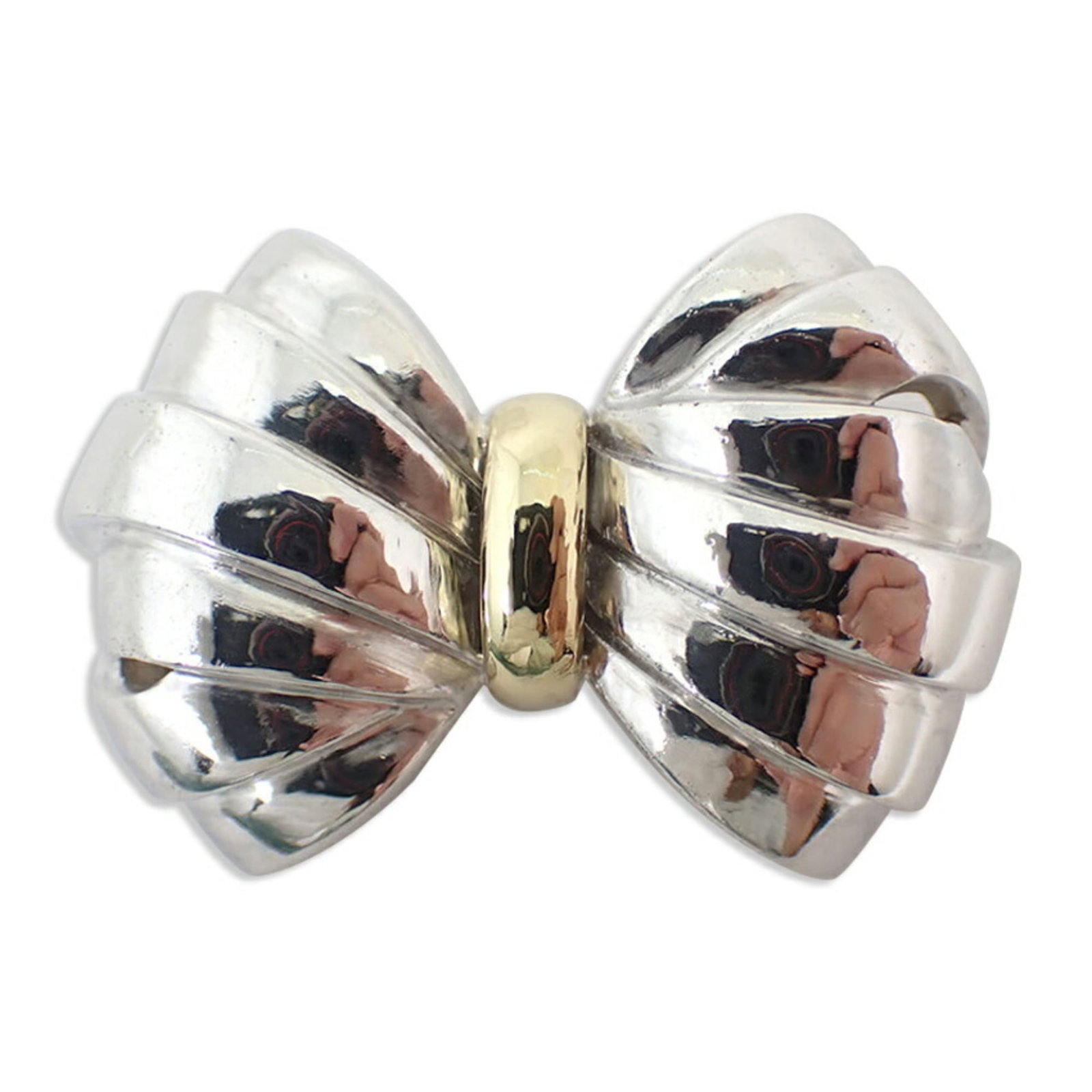 TIFFANY Brooch Sterling Silver 925 Yellow Gold (18K): TIFFANY Brooch Sterling Silver 925 Yellow Gold (18K) Sterling silver 925 and 18K yellow gold come together in this exquisite brooch from Tiffany. Measuring 2.82cm x 4.07cm, it boasts a sophisticated