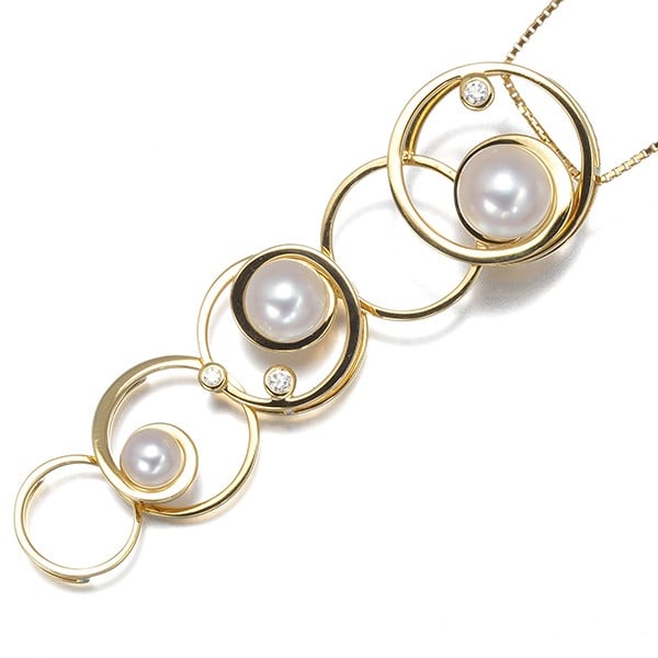 Tasaki Necklace Akoya Pearl Diamond 0.05Ct Enima 3Way Long 18K Yg: Tasaki Necklace Akoya Pearl Diamond 0.05Ct Enima 3Way Long 18K Yg Tasaki Necklace Akoya Pearl Diamond 0.05Ct Enima 3Way Long 18K Yellow Gold features a 0.05ct total diamond and an Akoya pearl pendant,