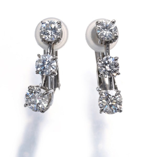 Diamond 0.50Ct/0.50Ct 3P Drop Earrings 900 Platinum (1 of 4)