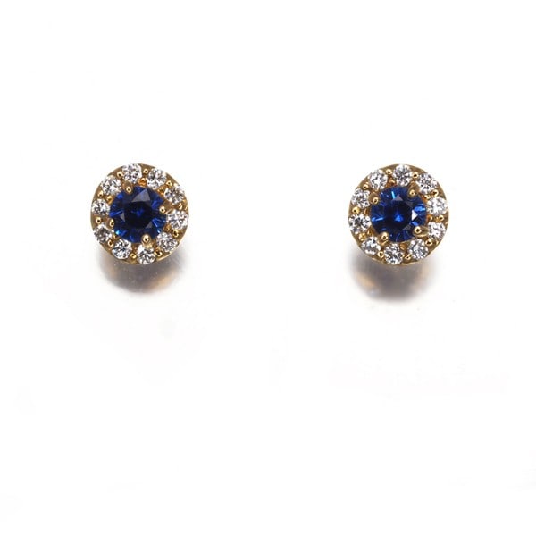 Vendome Earrings Sapphire Diamond Flower Paved 18K 750 Yellow Gold: Vendome Earrings Sapphire Diamond Flower Paved 18K 750 Yellow Gold Vendome's 18k yellow gold sapphire and diamond flower paved earrings are a stunning example of intricate design. The natural