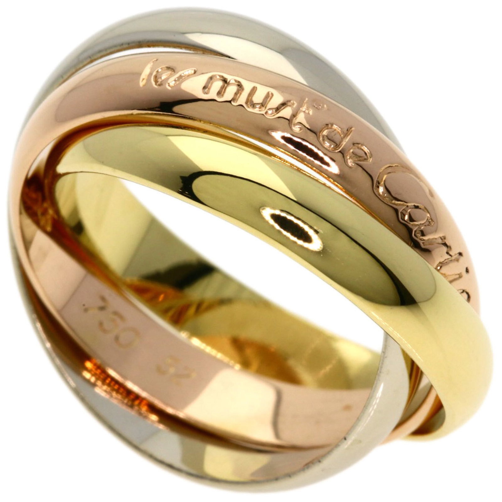 CARTIER Band Ring Pink Gold (18K) White Gold (18K) Yellow Gold (18K): CARTIER Band Ring Pink Gold (18K) White Gold (18K) Yellow Gold (18K) Pink gold, white gold, and yellow gold come together in this elegant band ring from Cartier, crafted in 18K purity. The ring featur