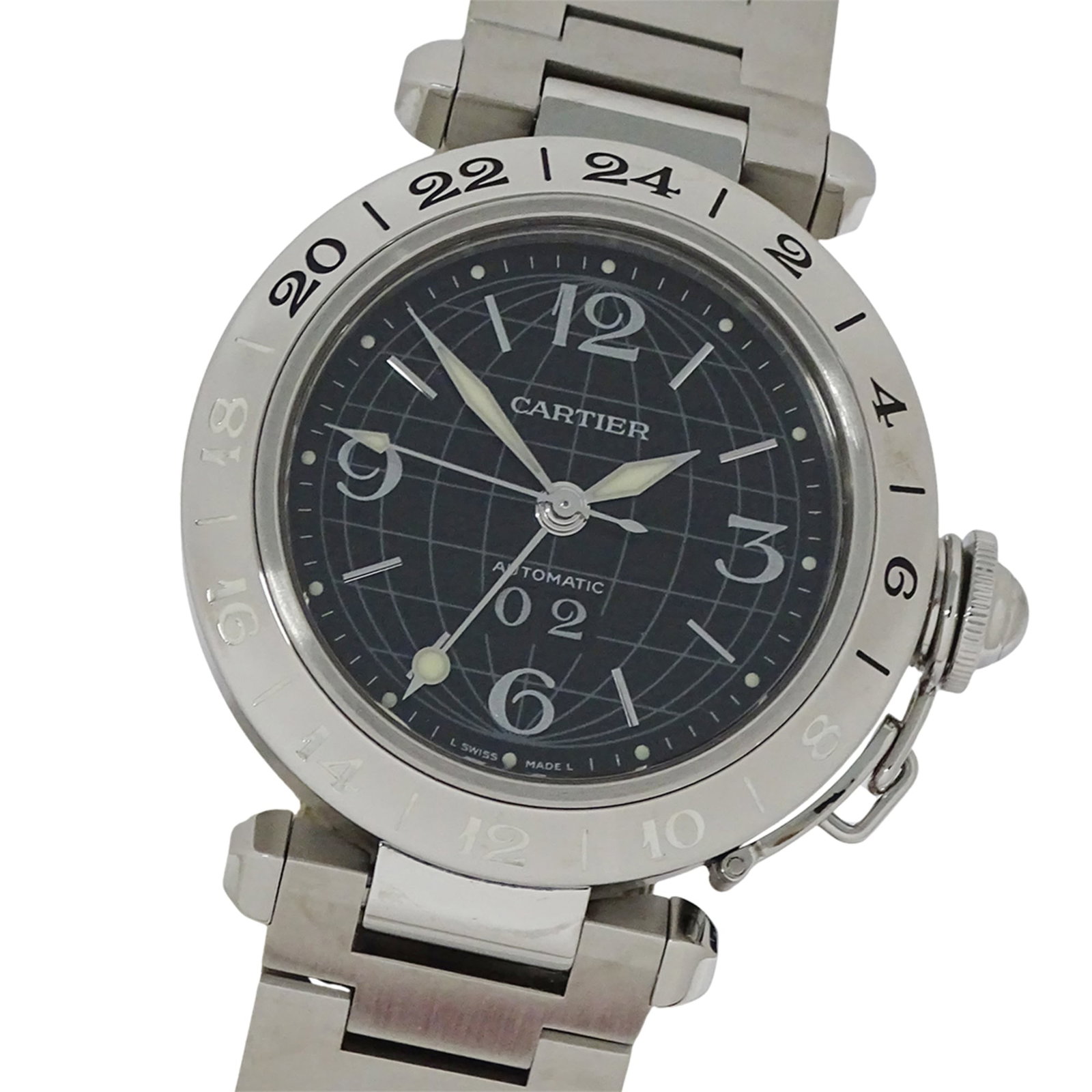 CARTIER Wristwatch Stainless Steel: CARTIER Wristwatch Stainless Steel Stainless steel case and band, a sleek black dial, and self-winding automatic movement make this Cartier wristwatch a stylish and functional accessory. With a 35mm