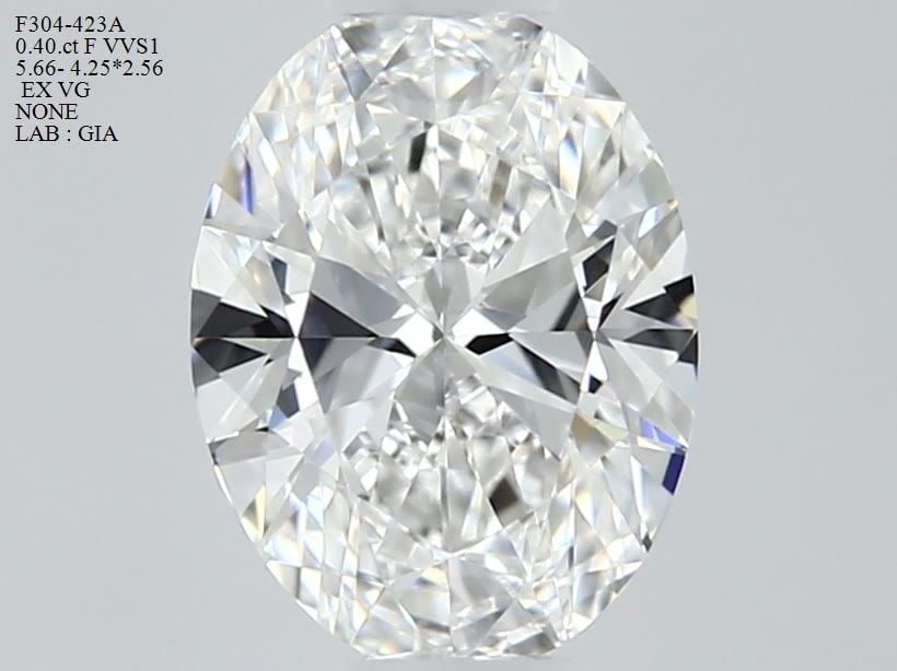 GIA Oval 0.4ct F VVS1 - Loose Natural Diamond: GIA Oval 0.4ct F VVS1 - Loose Natural Diamond GIA Oval 0.4ct F VVS1 - Loose Natural Diamond. This exceptional 0.4-carat oval-cut diamond boasts a flawless VVS1 clarity, exceptional polish, and a