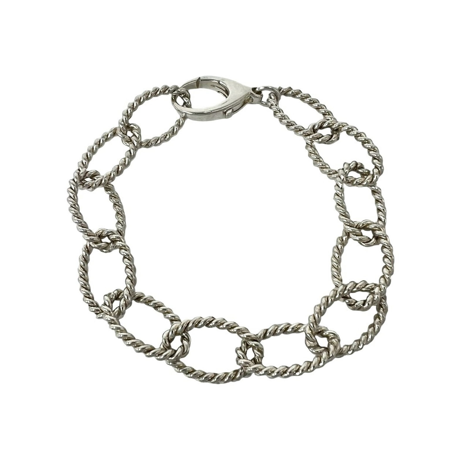 TIFFANY Charm Bracelet Silver 925: TIFFANY Charm Bracelet Silver 925 Silver 925 Tiffany Charm Bracelet, a beautiful piece with visible wear, featuring scratches, scuffs, and dirt. The 17.5cm length is a classic charm bracelet style,
