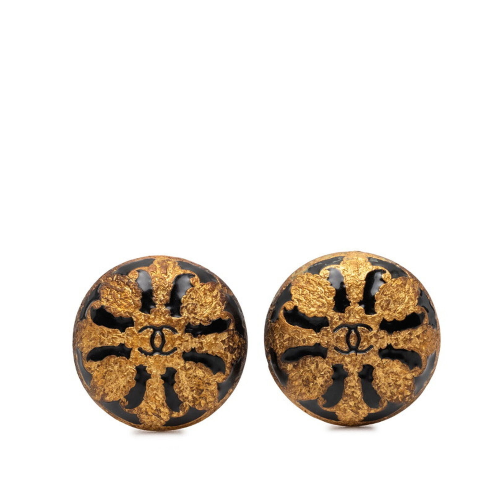 CHANEL Clip Earrings Gold Plating: CHANEL Clip Earrings Gold Plating Gold plating adds a touch of luxury to these classic CHANEL clip earrings, now available at a fraction of the original price. With visible scratches and scuffs,