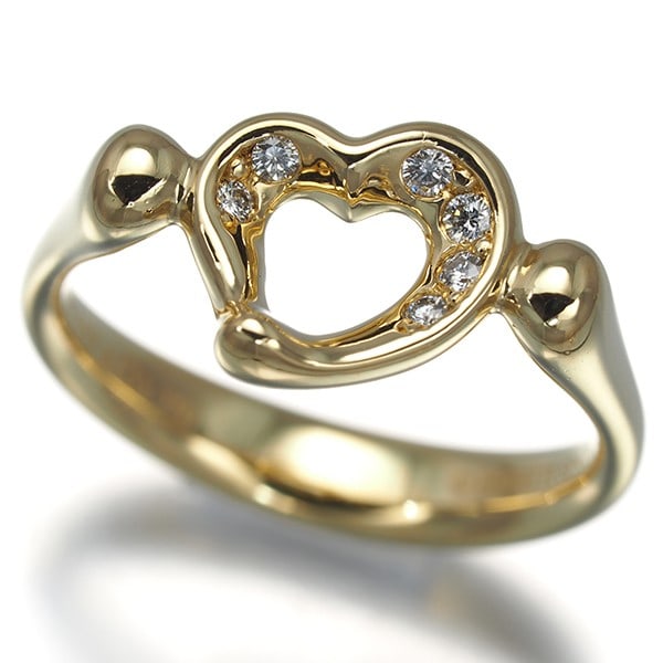 Tiffany&Co. Ring Diamond Open Heart Us5 18K Yg: Tiffany&Co. Ring Diamond Open Heart Us5 18K Yg 18k Yellow Gold Tiffany & Co. Open Heart Ring with Natural Diamond. This stunning ring features a natural diamond set in an 18k yellow gold band,