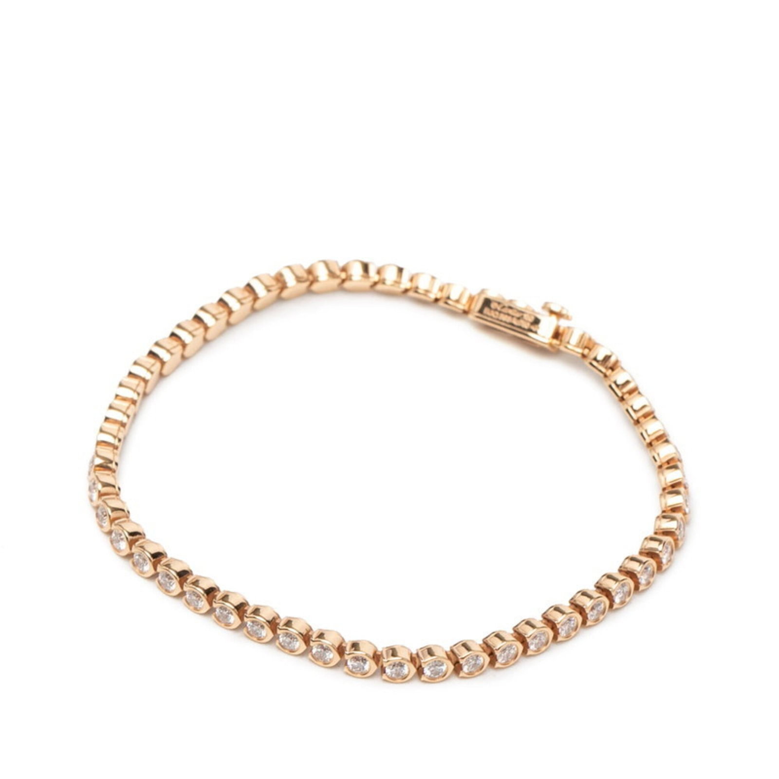 CARTIER Charm Bracelet Pink Gold (18K): CARTIER Charm Bracelet Pink Gold (18K) Pink gold (18K) Cartier C de Cartier Charm bracelet with a delicate 15cm length, adorned with a diamond stone, and a slender 3mm width. Gently used, this charm b