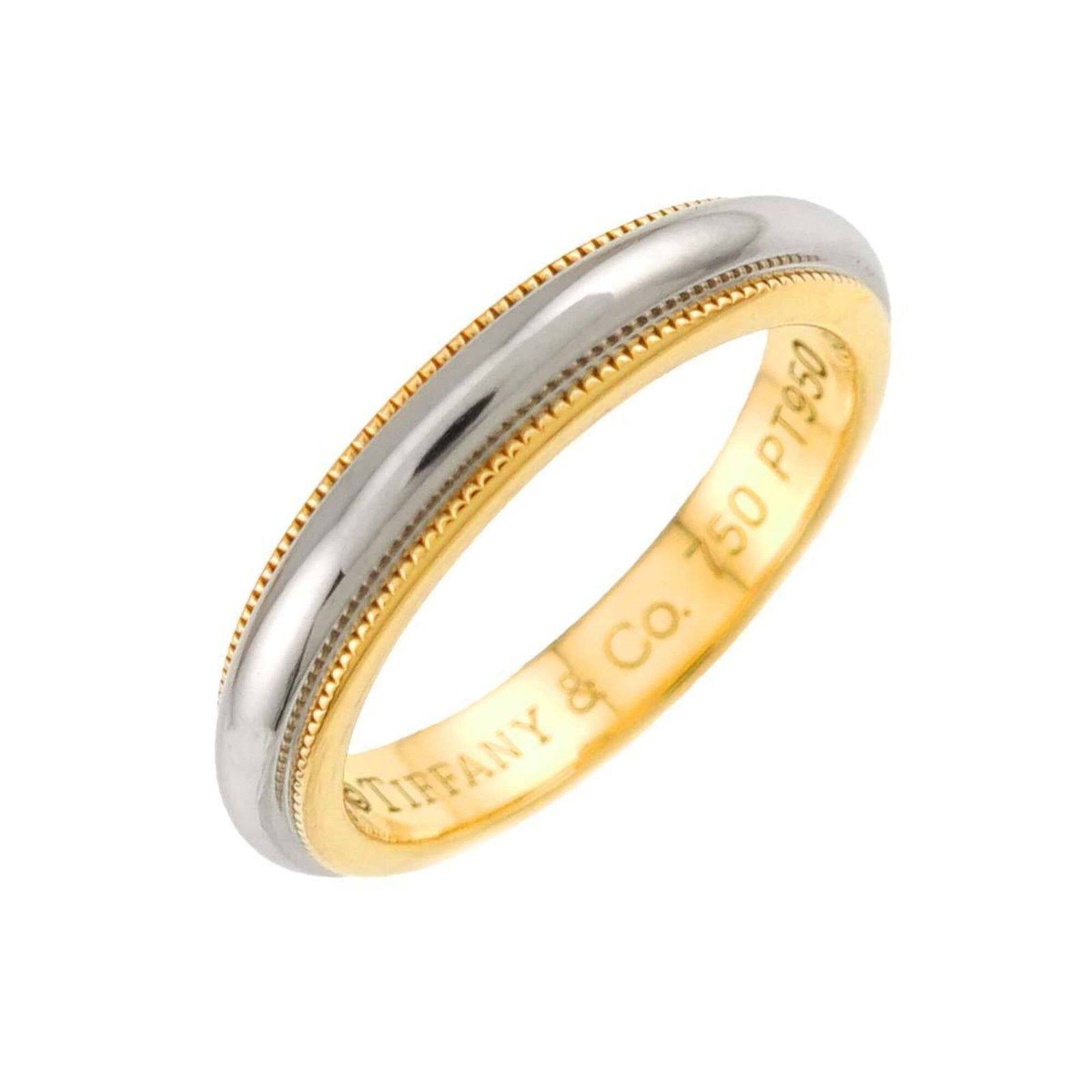 TIFFANY Band Ring Platinum 950 Yellow Gold (18K): TIFFANY Band Ring Platinum 950 Yellow Gold (18K) Platinum 950 and 18K yellow gold come together in this elegant band ring from Tiffany, a timeless design that exudes sophistication. The ring's