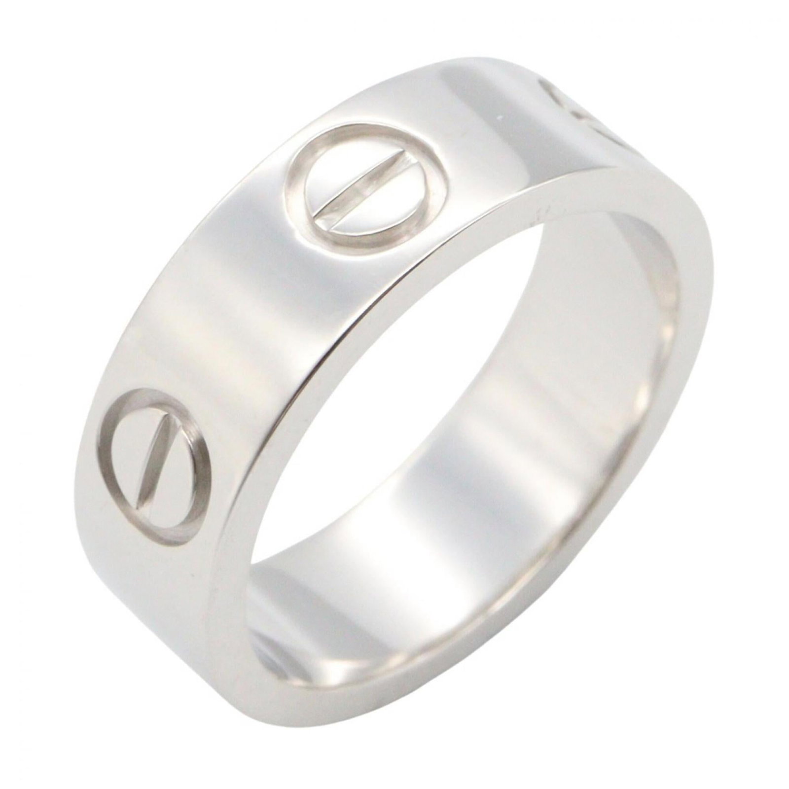 CARTIER Band Ring White Gold (18K): CARTIER Band Ring White Gold (18K) Cartier Band Ring White Gold (18K) is a silver band ring made from 18K white gold, bearing the brand's signature style. The ring features a classic design with a min