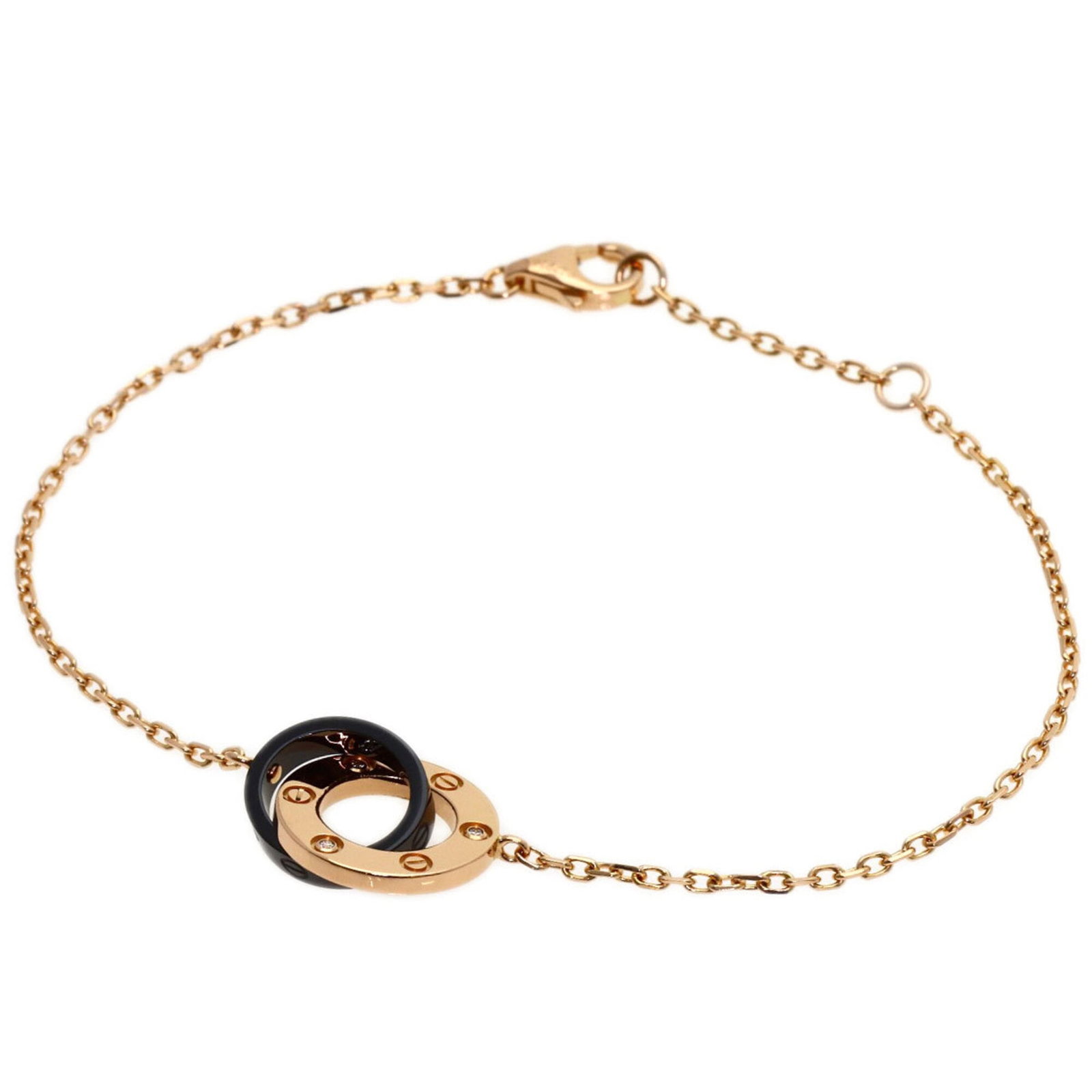 CARTIER Charm Bracelet Ceramic Pink Gold (18K): CARTIER Charm Bracelet Ceramic Pink Gold (18K) Ceramic Pink Gold (18K) Charm Bracelet from Cartier, featuring a unique blend of style and sophistication. This 18cm / 7.08'' length charm bracelet