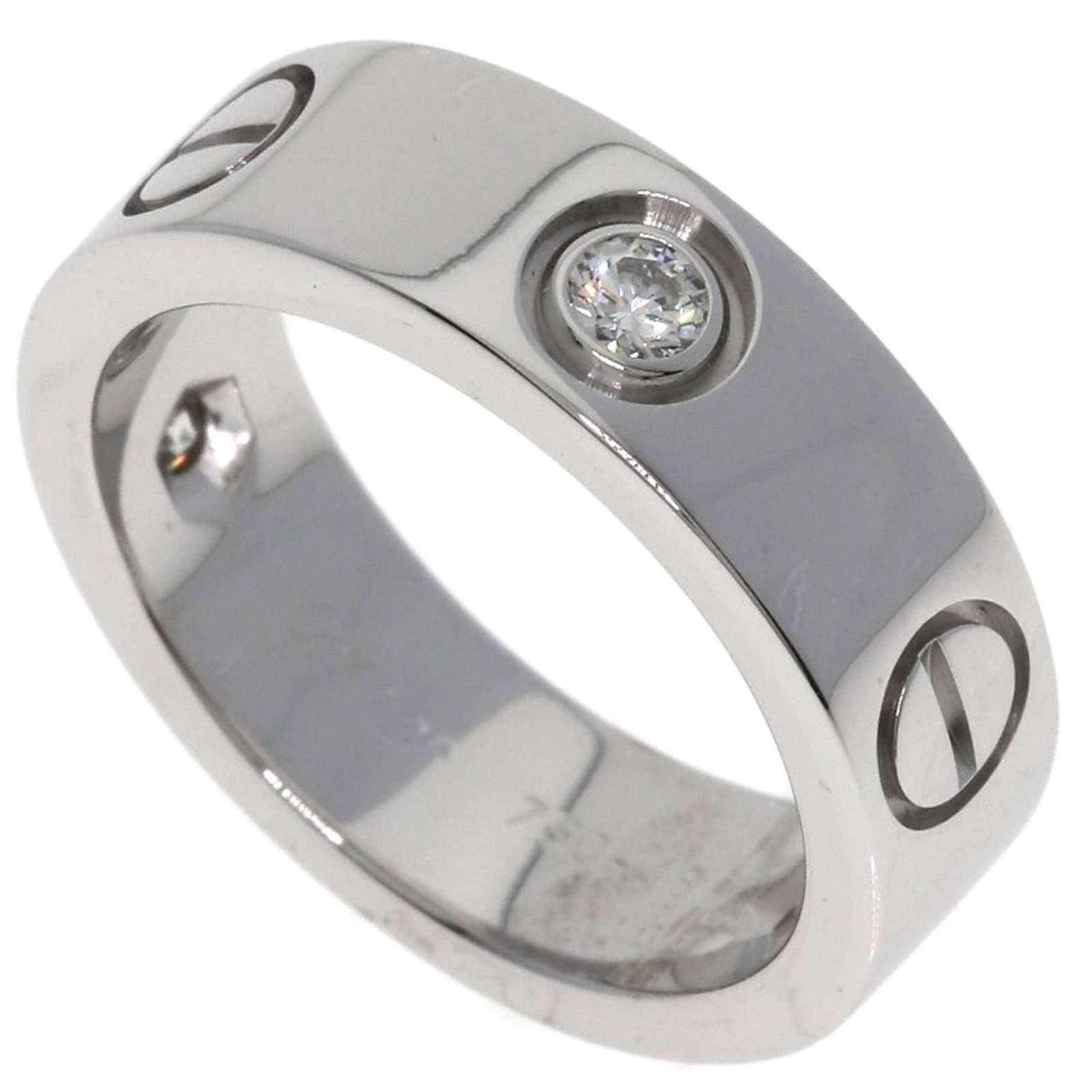 CARTIER Band Ring White Gold (18K): CARTIER Band Ring White Gold (18K) Cartier Band Ring White Gold (18K) is a beautiful, gently used band ring featuring a diamond stone. Made from high-quality white gold (18K), this ring boasts a