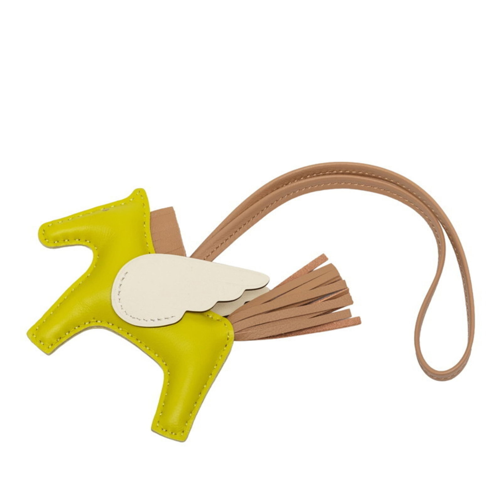 HERMES Handbag Charm Agneau Milo: HERMES Handbag Charm Agneau Milo Agneau Milo, a signature Herm?s handbag charm, is a small, elegant piece featuring a beige and yellow design. Measuring 7.00mm x 9.00mm, it is a delicate accessory