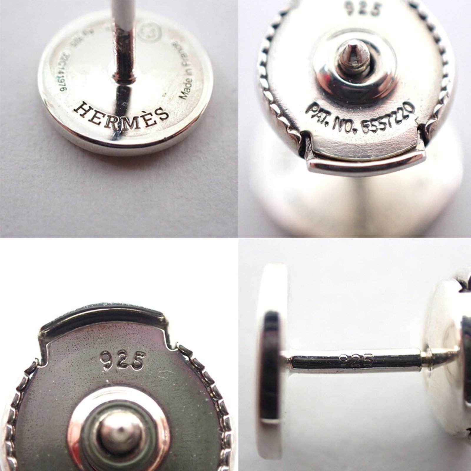 HERMES Stud Earrings Silver 925 - 6