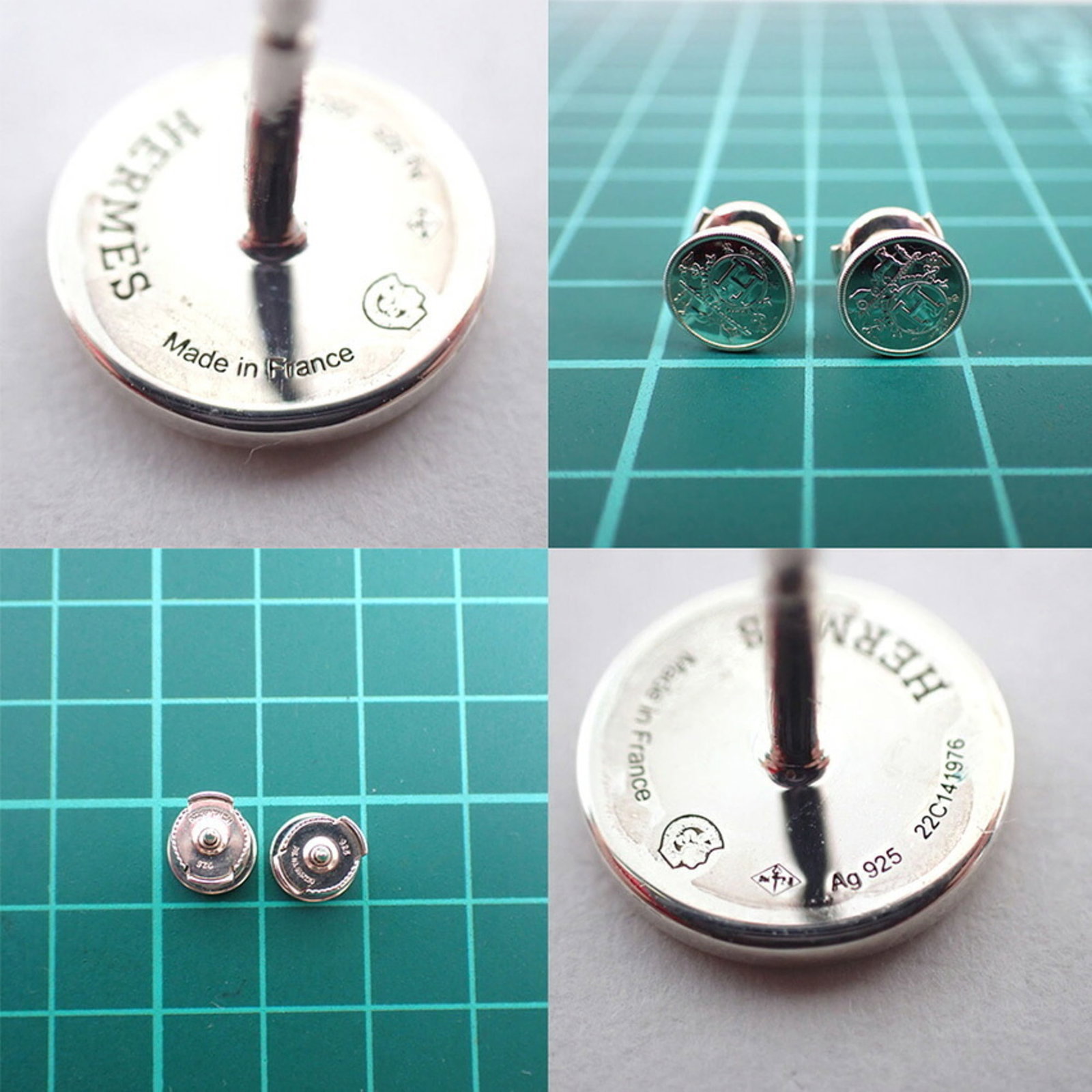 HERMES Stud Earrings Silver 925 - 7