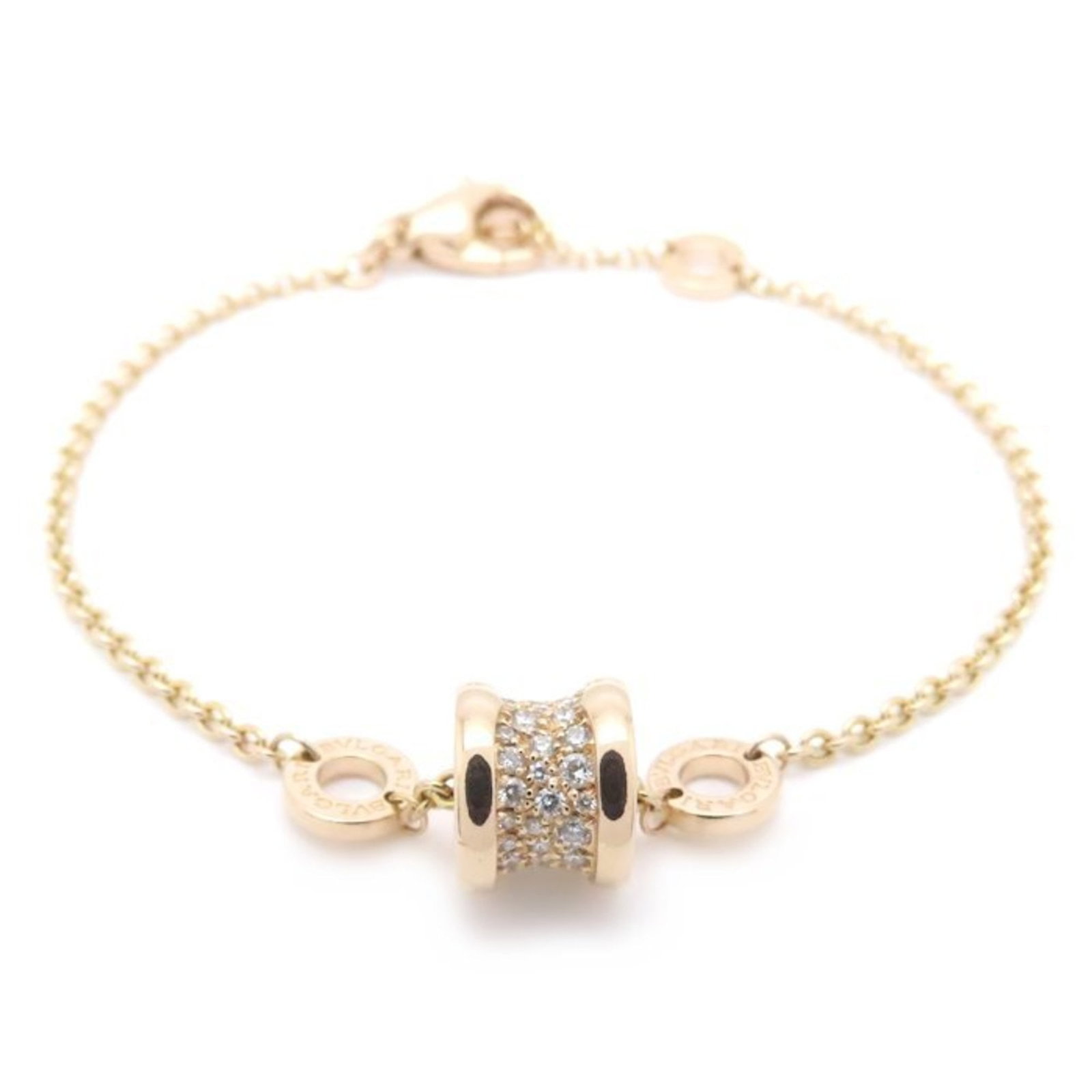 BVLGARI Charm Bracelet Yellow Gold (18K): BVLGARI Charm Bracelet Yellow Gold (18K) Yellow gold (18K) BVLGARI charm bracelet, featuring a diamond stone, is a delicate 16cm-18cm length charm bracelet. Gently used with minor signs of wear, this 