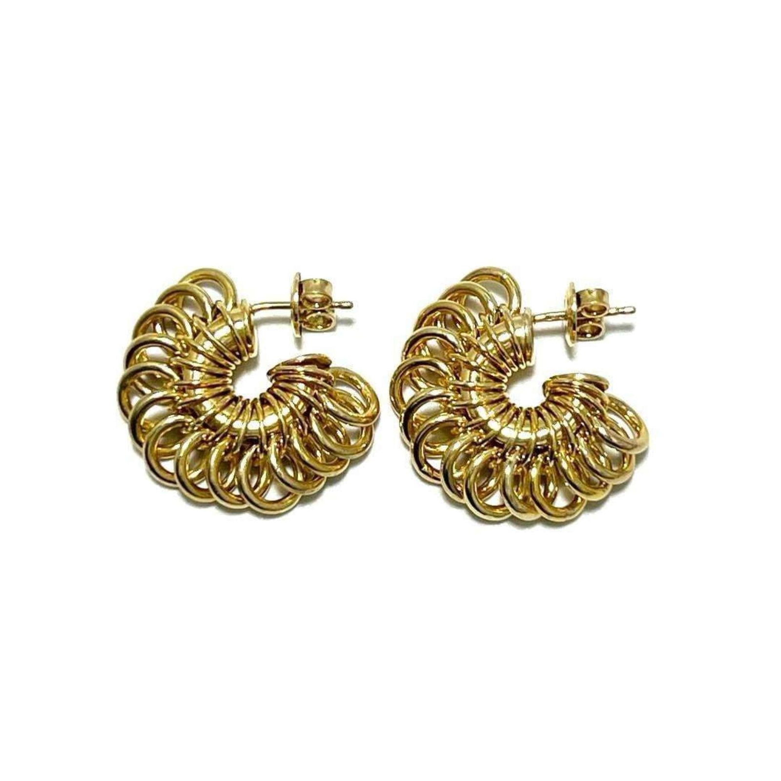 BOTTEGA VENETA Hoop Earrings Gold Plating Silver 925: BOTTEGA VENETA Hoop Earrings Gold Plating Silver 925 Bottega Veneta's Hoop Earrings are a stylish accessory featuring gold plating and silver 925 details. Gently used with minor signs of wear, these