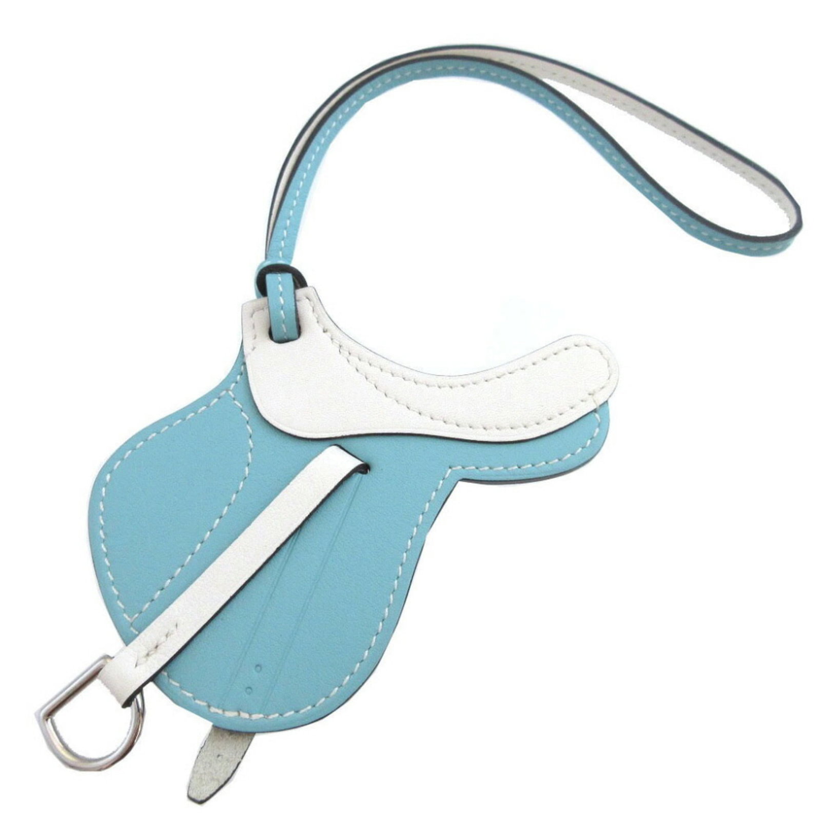 HERMES Handbag Charm Swift Leather: HERMES Handbag Charm Swift Leather Swift leather from the iconic French brand Hermes adorns this charming handbag charm, available in the striking blue atoll color. Made to precise specifications, its