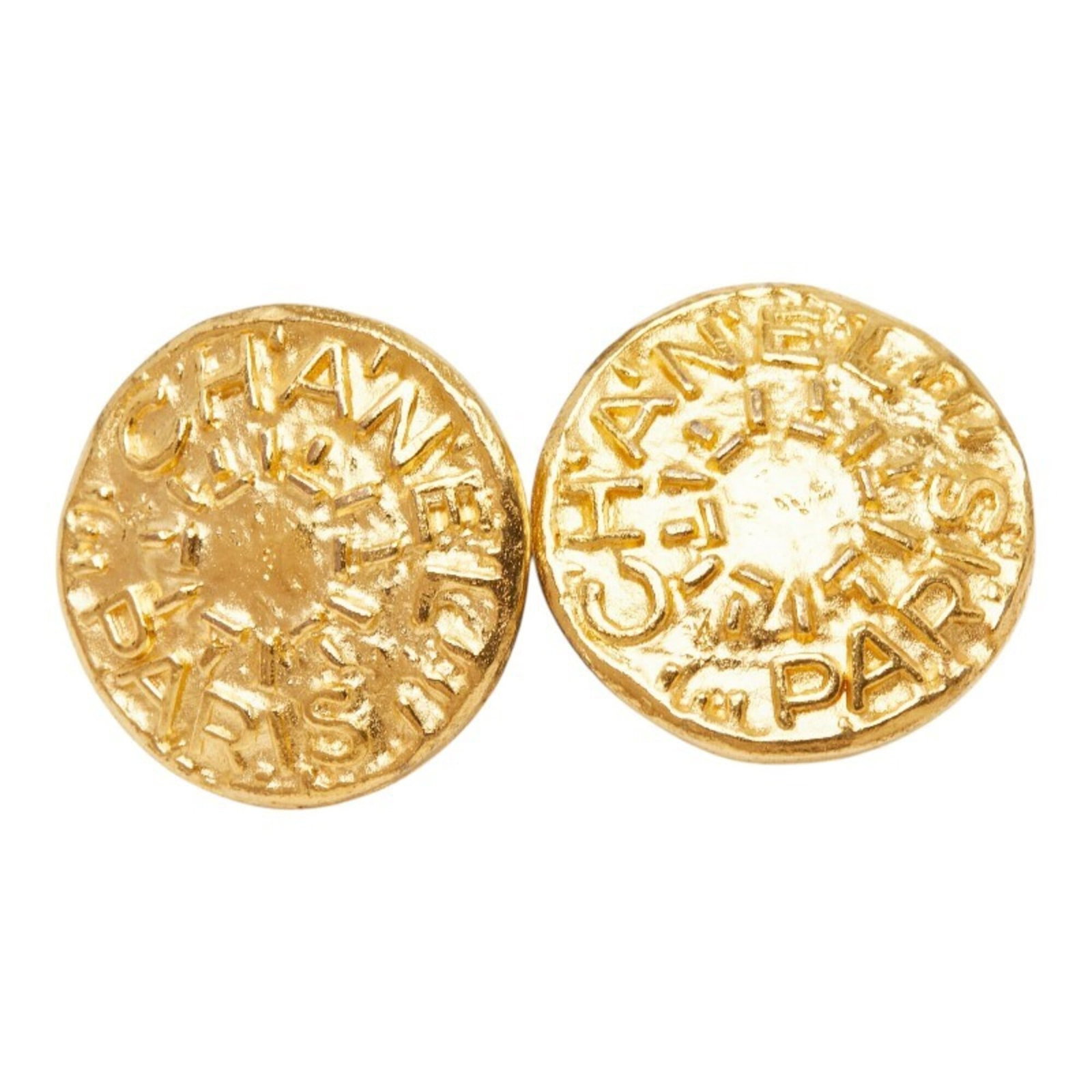 CHANEL Clip Earrings Gold: CHANEL Clip Earrings Gold Gold plated Clip Earrings from CHANEL, featuring a sleek and timeless design. Made from a durable gold plated finish, these earrings are a subtle yet elegant accessory for an