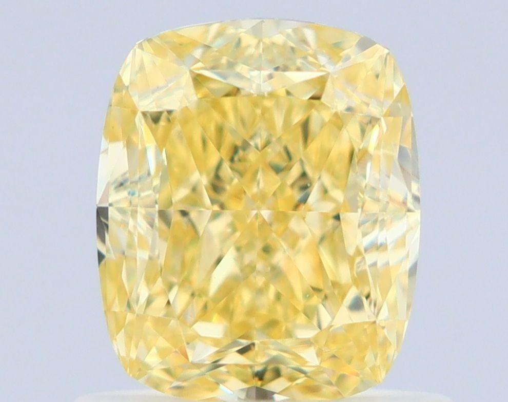 GIA Cushion Modified 1.0ct Fancy Intense Yellow VVS2 - Loose Natural Diamond: GIA Cushion Modified 1.0ct Fancy Intense Yellow VVS2 - Loose Natural Diamond GIA certified, this 1.0ct Fancy Intense Yellow VVS2 diamond boasts exceptional clarity and a vibrant, sunny color. With a h